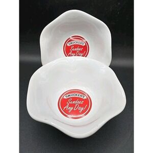 Smuckers Ice Cream Sundae Dishes Bowls Lot of 2 Red White Dessert Bowls Small